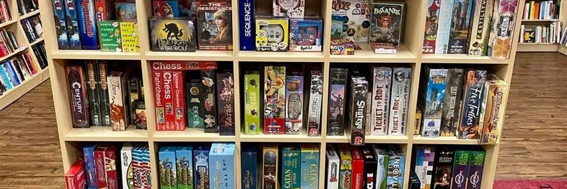 board games on a shelf