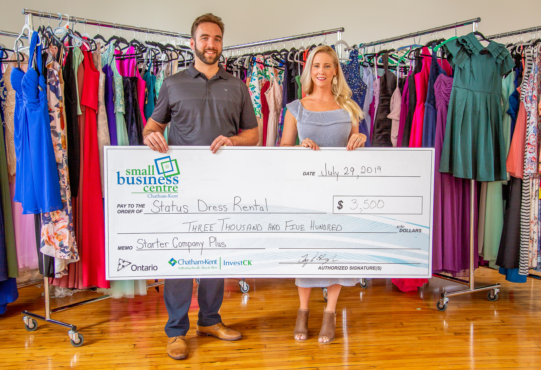Status Dress Rentals received a Starter Company Plus grant for $3500 from the Small Business Centre