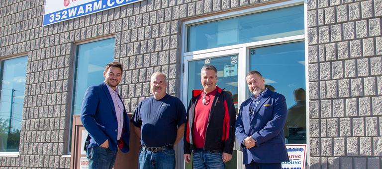 Jason Guttridge from 7 Farms Down, Todd Ellis and Jay Glasier from QPS Mechanical, and Anthony Wilson from Chatham-Kent Economic