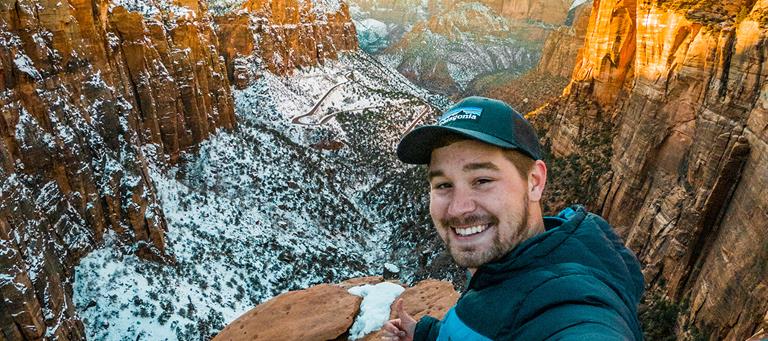 Kyle Wicks captures a selfie while out exploring Zion National Park.