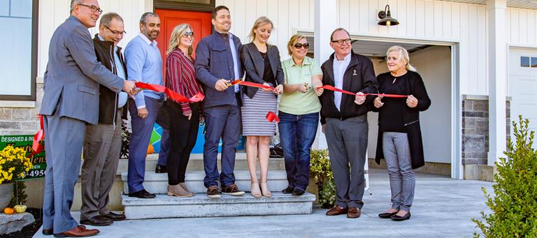 Cutting the ribbon