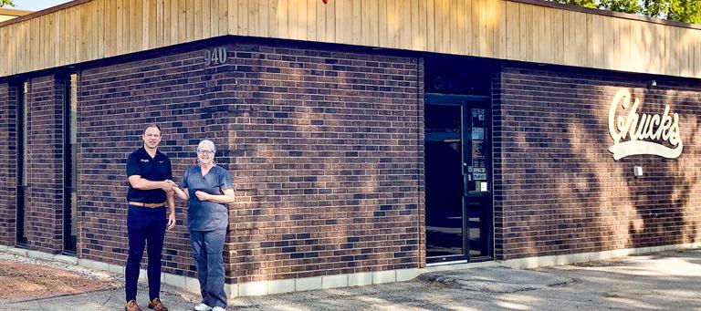 Jordan Kniaziew (left), VP of Business Development for Kniaziew Optometry and Janice Conway (right) owner of Chuck's