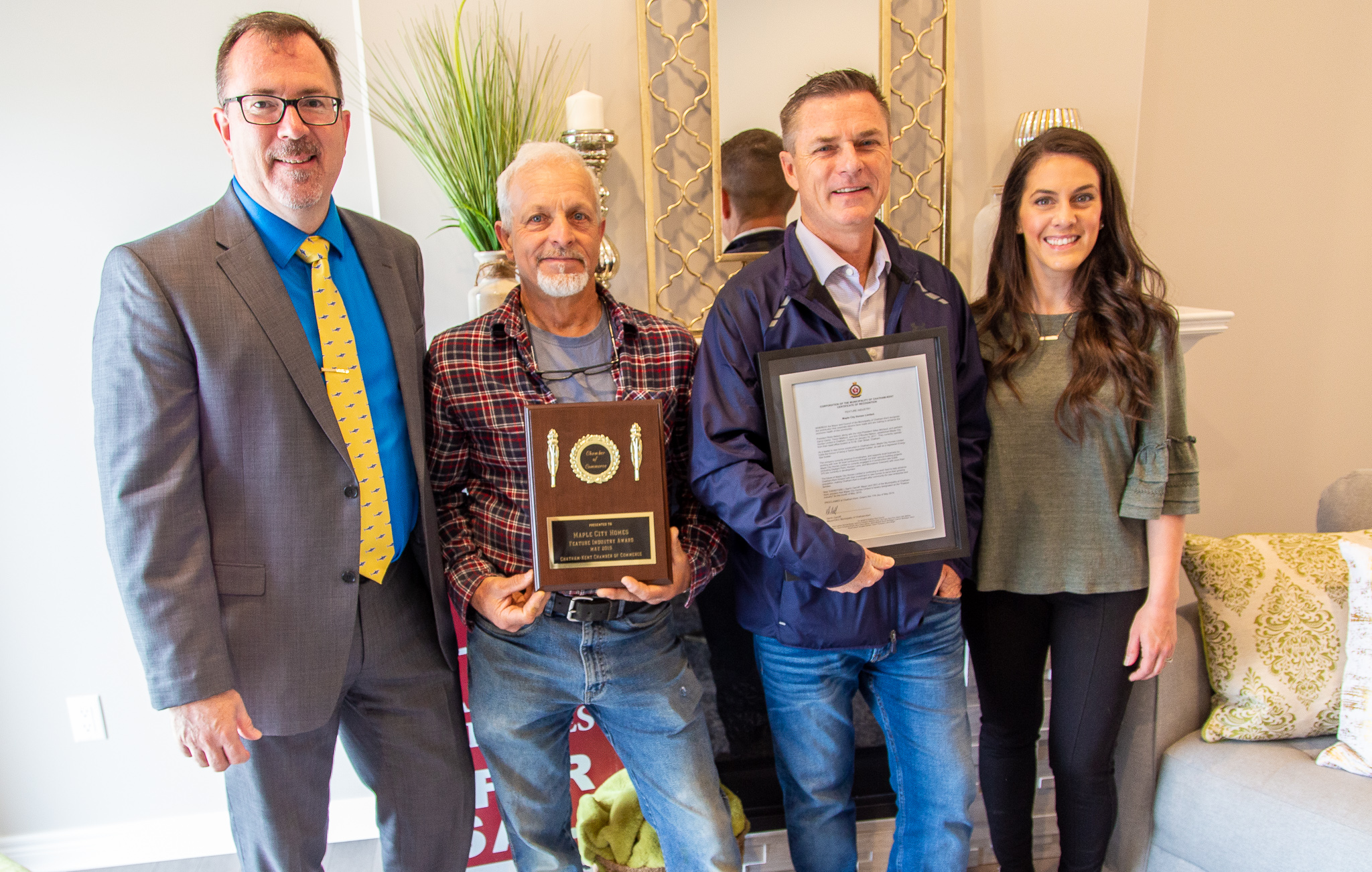 Darrin Canniff, Chatham-Kent Mayor; Gilles Michaud, Vice President; Robb Nelson, President; and Cecily Coppola, Chair of the Cha