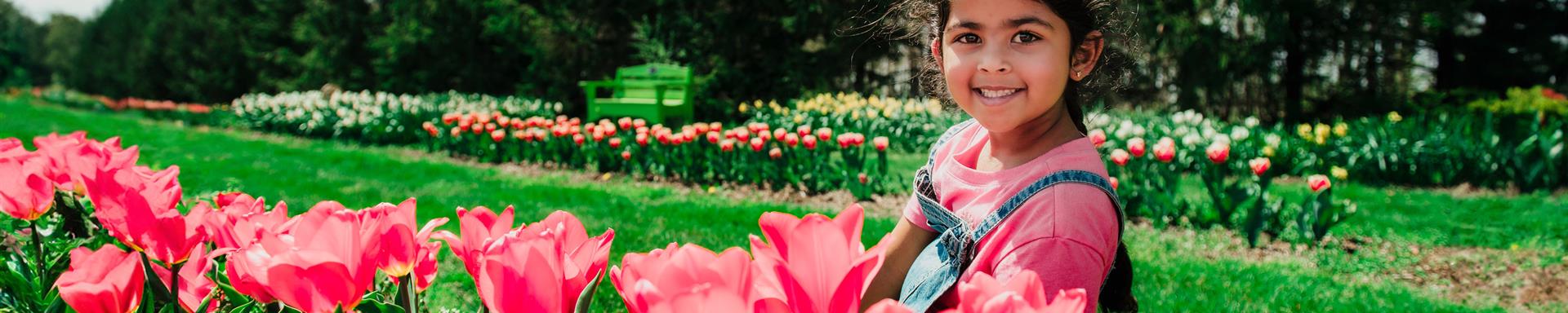 Image of a girl in a tulip field in Chatham-Kent