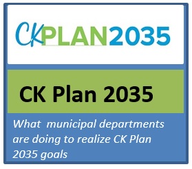 Graphic of the CK Plan 2035 logo with subtitle "What municipal departments are doing to relaize CK Plan 2035 goals"