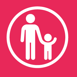 icon image of an adult holding a child's hand