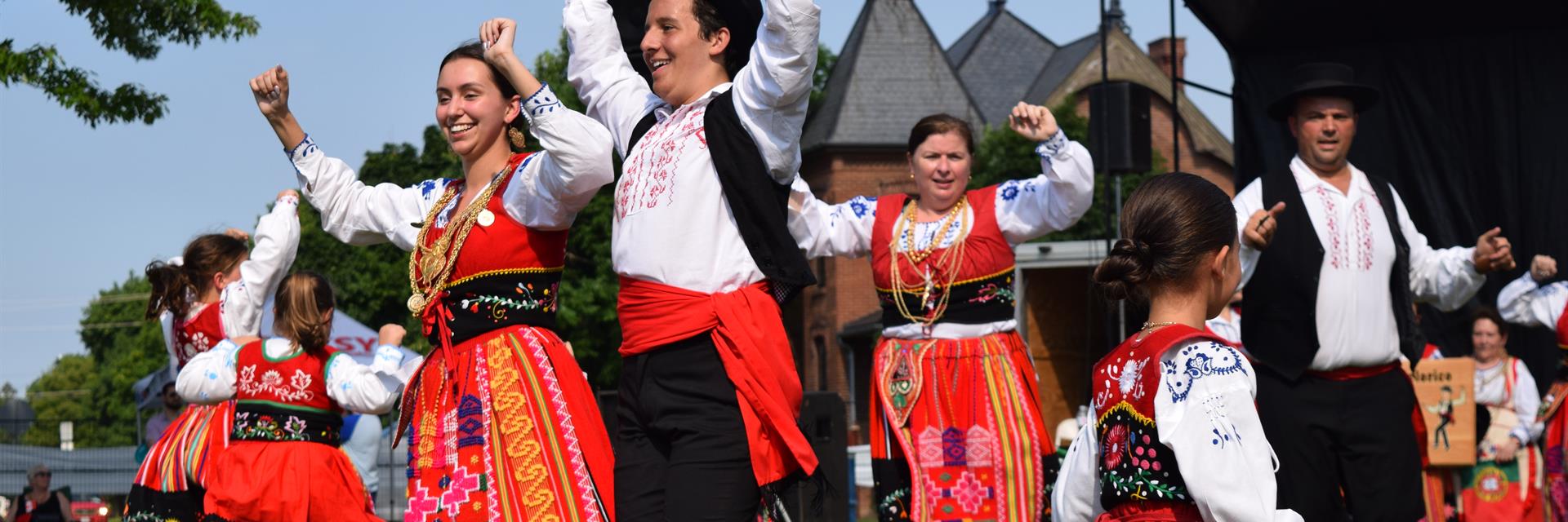 Portuguese dancers in the park.