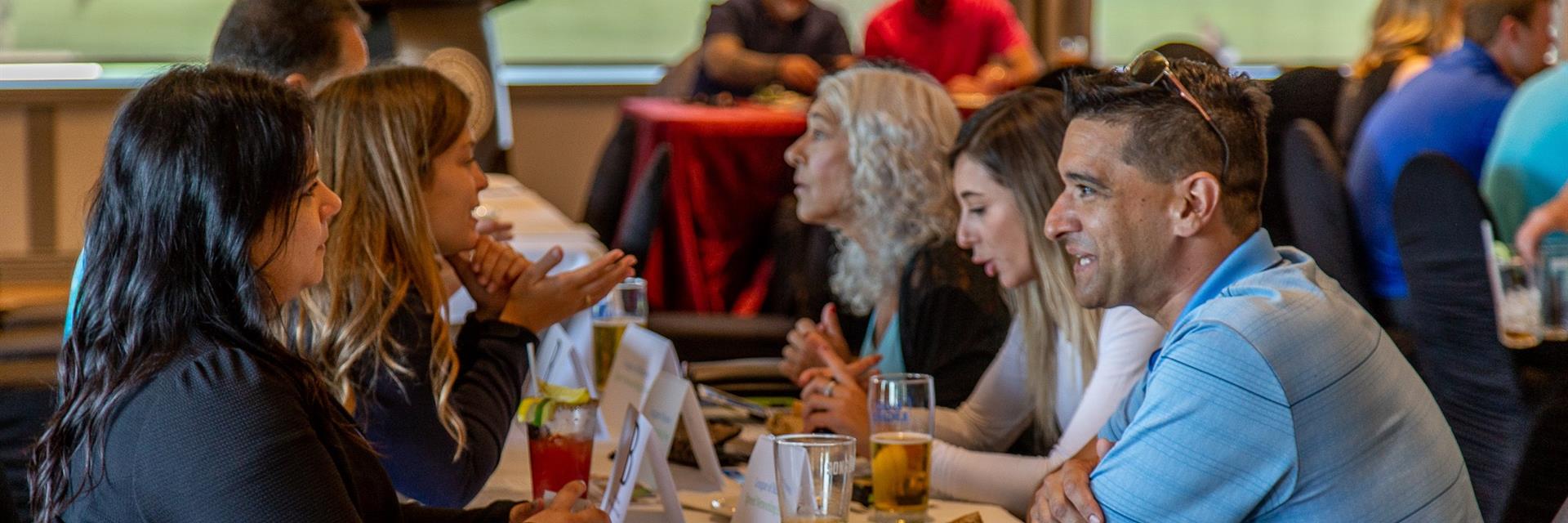 Group of people at a networking event.