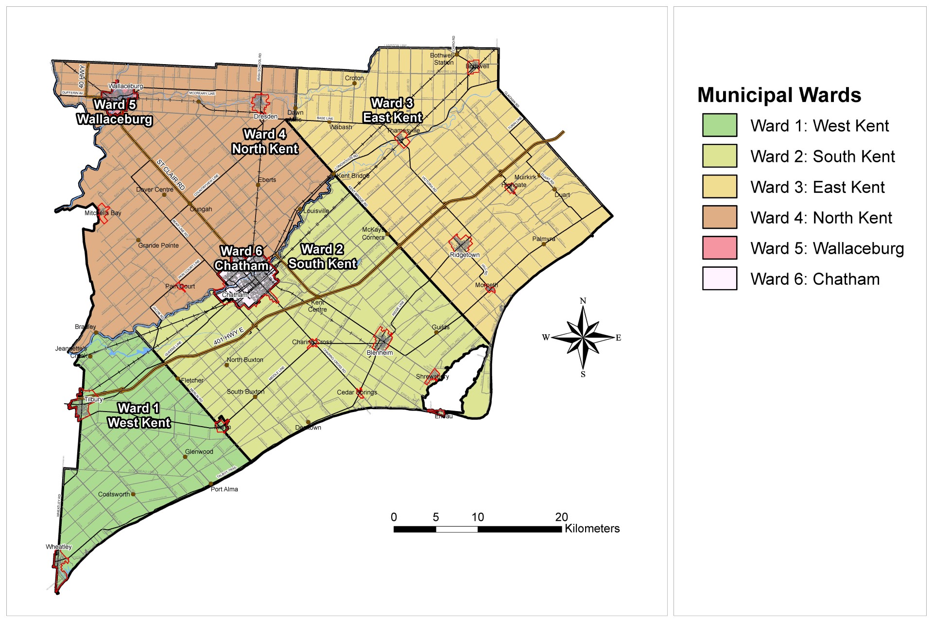 Chatham-Kent Ward Map