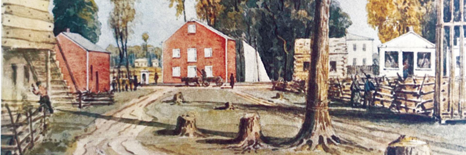 painting of sixth street bridge in chatham 1838