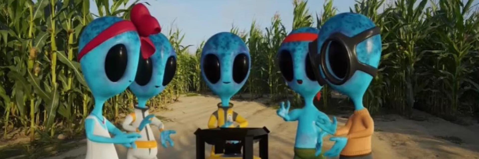 aliens in a corn maze