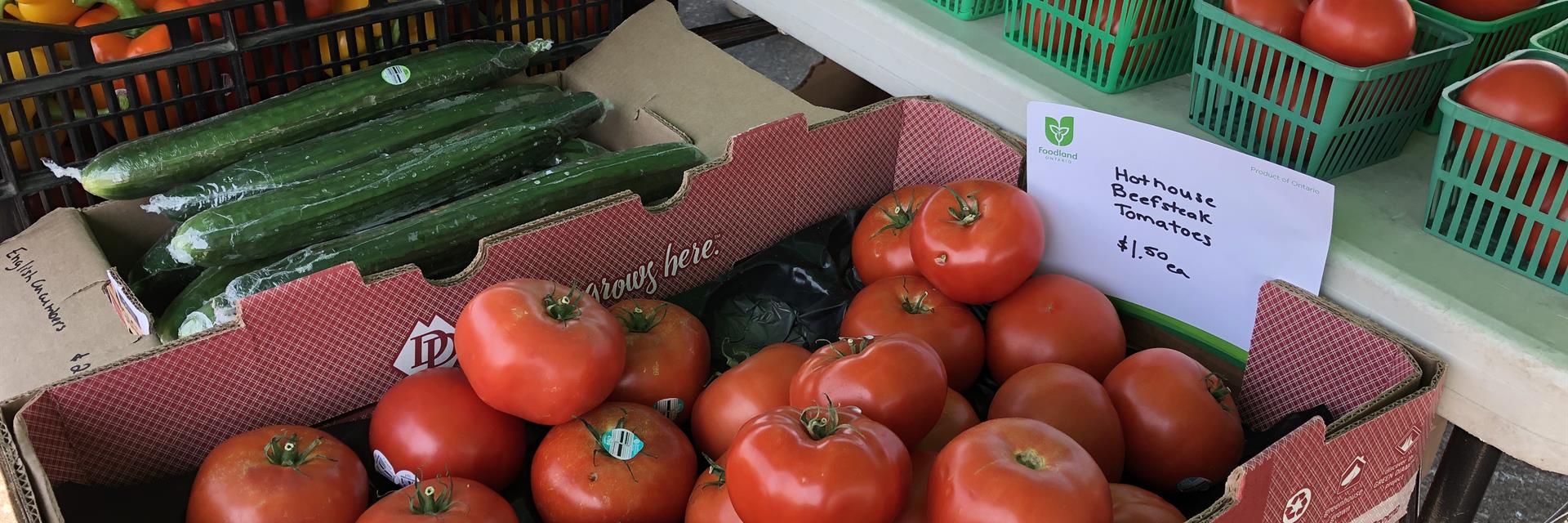 farmers' market items on a table 