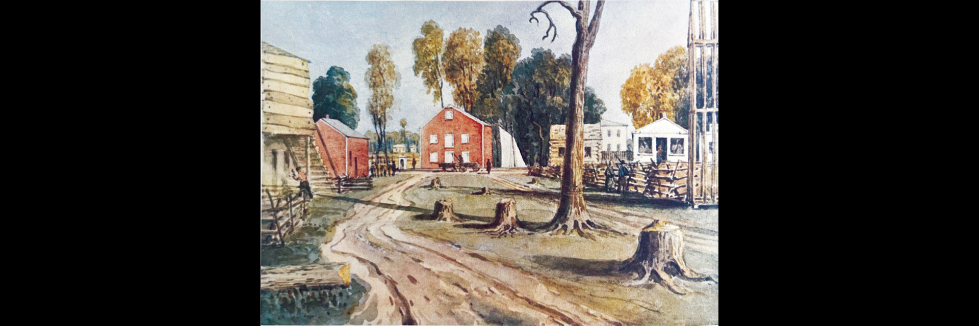 painting of sixth street bridge in chatham 1838