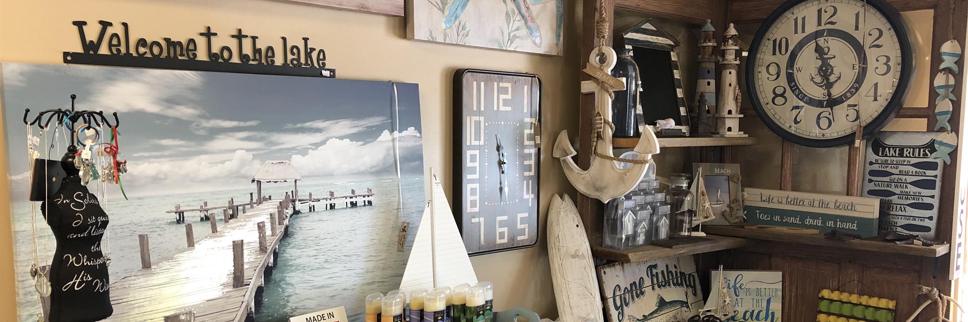 inside of a store with nautical items for sale