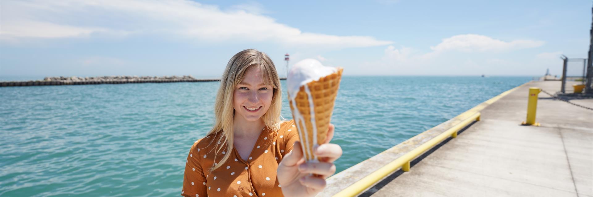 woman with ice cream cone 