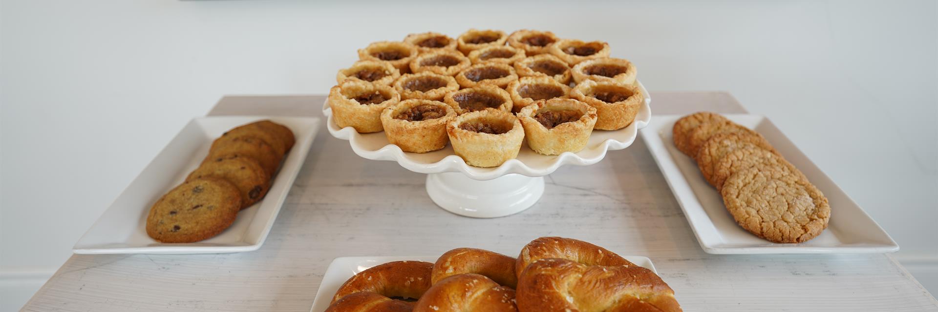 baked goods in a bakery on display